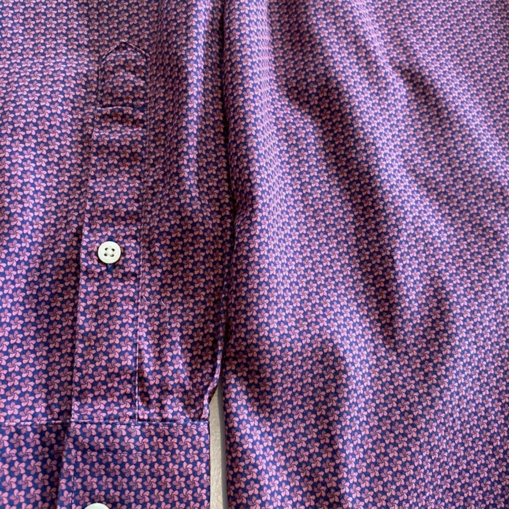 Peter Millar Geometric Men’s Button Down Long Sleeve Size XL Red Shirt - Picture 6 of 8